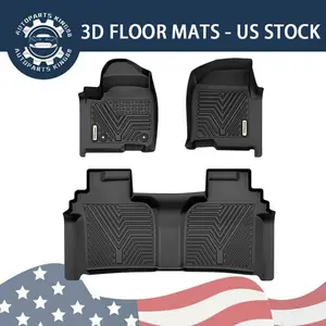 YINTATECH 3D Floor Mats for 2019-2024 Chevrolet Silverado/GMC Sierra 1500, 2020-2024 Chevrolet Silverado/GMC Sierra 2500HD/3500HD Crew Cab Black TPE Rubber Mat Set