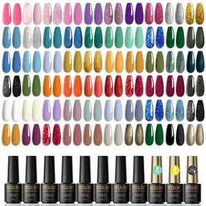 ROSALIND 69Pcs Gel Nail Polish Set 60Colors Yellow Red Green Glitter Gel Polish Set DIY Nail Art Halloween Christmas and 9Pcs Functional Gel Varnishes Need UV Led to Cure Long Lasting
