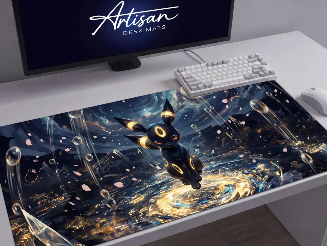 Umbreon Desk Mat, Eevee Evolution Dark Type Mousepad Gift