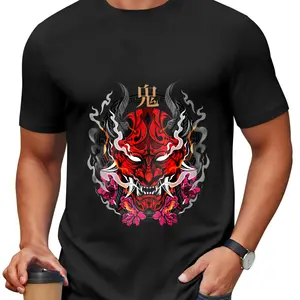 Japanese Streetwear Graphic Tee Collection | Men's Cotton Oni Mask, Samurai Katana & Aesthetic Balance T-Shirt | Harajuku Style Urban Oversized Top