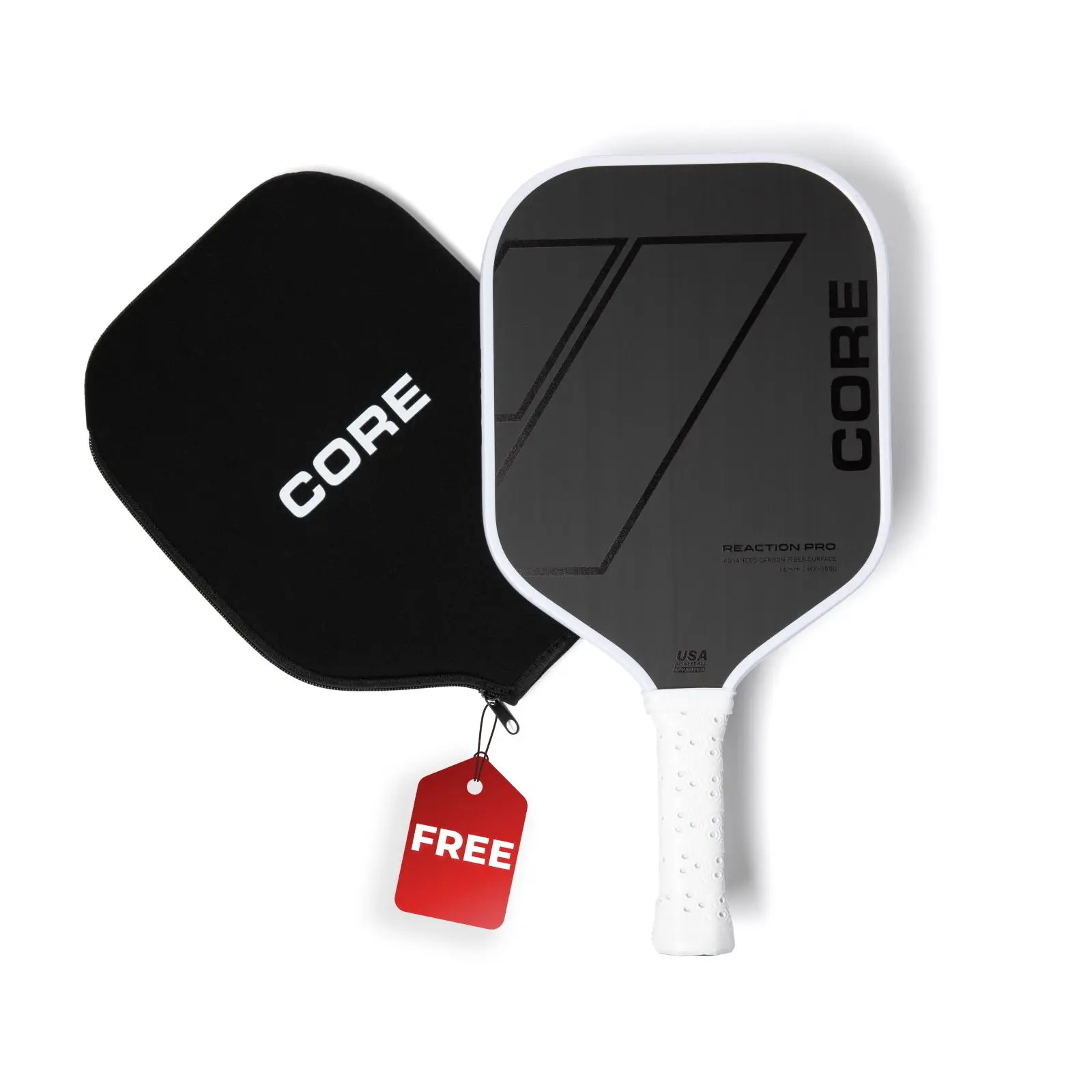 CORE Reaction Pro Core Pickleball Paddle, T700 Carbon Fiber Surface, MX-1000 (16mm), Polypropylene, Confident Blocks and Returns, Exceptional Playing Experience, Professional Pickleball Paddles for Sports & Outdoor Ball Sports