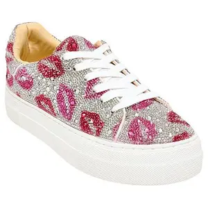 Betsey Johnson Sidny Hearts or Lips Rhinestone Sneaker