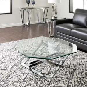 Tempered Octagon Glass table top - 3/8" Thick - Double Bevel Polish Edge, America Glass by Glass Beveling Service