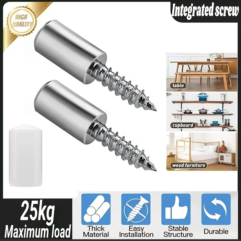 Self-Tapping Screws Cabinet Laminate Support, New Shelf Pins with Non-Slip Sleeve, Shelf Holder Steel Pin Peg Self Drilling Screws, Self-Tapping Integrated Screws Cabinet Laminate for Kitchen Cabinets, Bookcases, Wardrobes, Glass Furniture