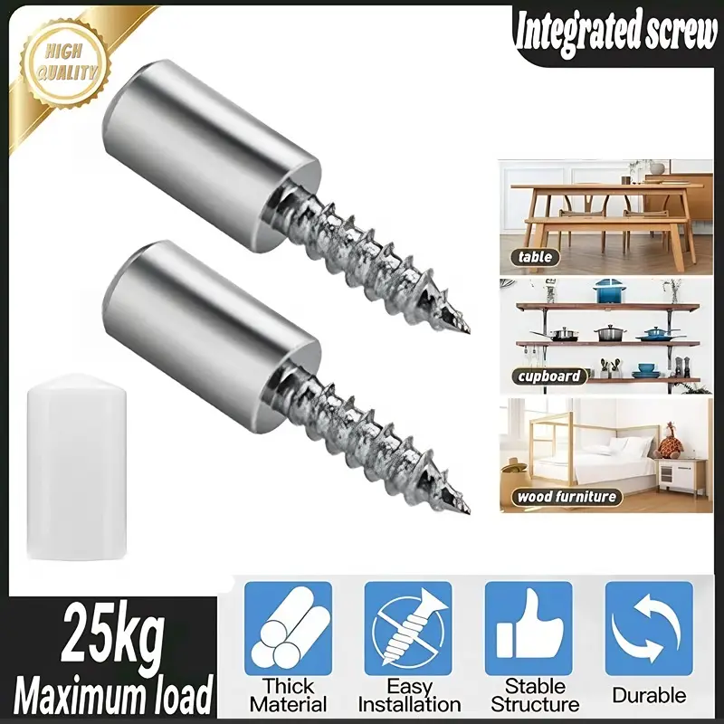 Self-Tapping Screws Cabinet Laminate Support, New Shelf Pins with Non-Slip Sleeve, Shelf Holder Steel Pin Peg Self Drilling Screws, Self-Tapping Integ