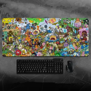 Adventure Time Characters Desk Mat, Land of Ooo Gaming Mouse Pad, Keyboard Mat, Cartoon BMO Finn Jake Desk Mat For Office, Gift For Gamer