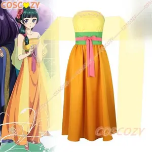 Anime Maomao Cosplay Costume Wig Orange Dancewear Under the Moon Ancient Long Dress Yellow Shawl Accessories Full Set for Women