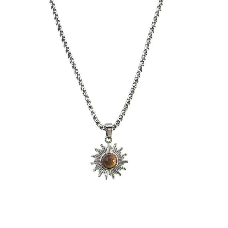 Sun Pendant Necklace for Men Women Streetwear Punk Hip Hop Unisex Necklace