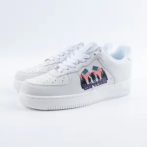 Custom Exclusive design for the USA 250th Celebration Men & Women Force White  Sneakers Shoe