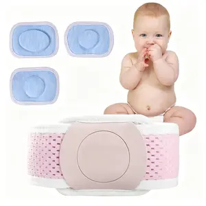 Infant Umbilical Hernia Support Belt, Breathable Seaweed Fiber Mesh Baby Hernia Band with 3 Replaceable Soft Cotton Compression Pads, Adjustable Skin-Friendly Hook & Loop Abdominal Wrap for Newborn Toddler Daily Support