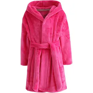 Girls Fleece Hooded Robes Warm Printed Bath Robe for Kids Soft Fuzzy Bathrobe for Gifts