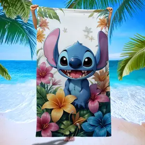 Stitch Print Beach Towel, Super Absorbent Microfiber Bath Towel, Pool Party, Beach Vacation, Summer Outdoor Multi-Purpose Large Quick-Dry Towel