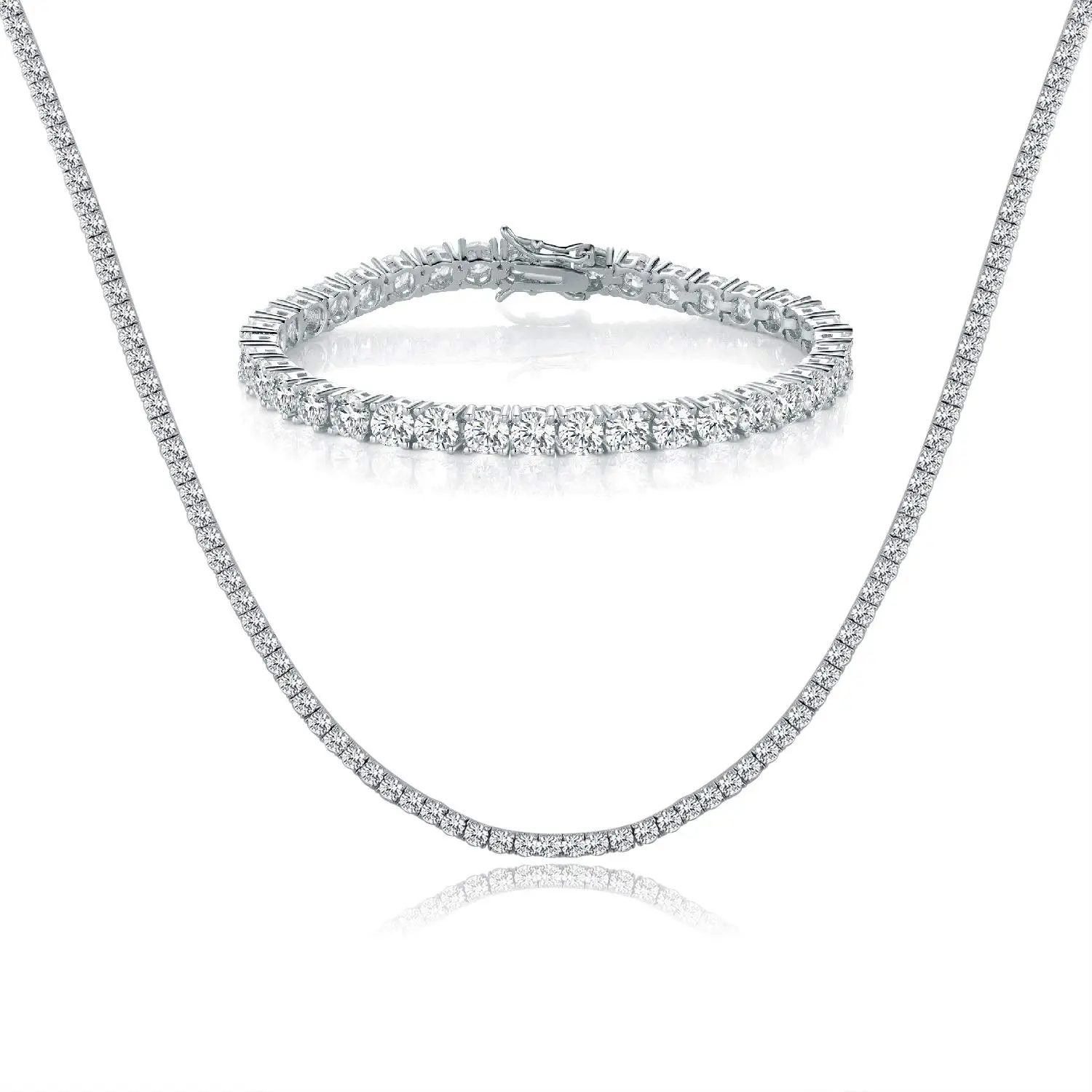 MDFUN Mother’s Day Tennis Necklace & Bracelet Set, 4mm Sparkly Cubic Zirconia Jewelry Gift for Mom, Wife & Her