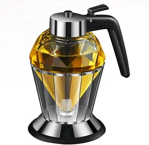 Honey Dispenser, 200ml Diamond Glass Syrup Dispenser with Stand, Multi-purpose Container for Honey Oil Sauce Condiment, Household Kitchen Storage Gadget