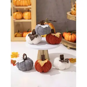 New1/3pcs Thanksgiving Orange Pumpkin Hanging Decoration - Knitted Harvest Festival Ornament For Home & Party Pumpkin Decor Thanksgiving Decorations, Fall Thanksgiving Halloween Harvest Holiday Home Tabletop Decor, Fall Decor Autumn Decor