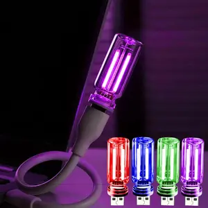 USB LED Night Light 4 Pack, RGB Glass Ambient Lights with Touch Control & Dimmable Brightness, Mini Plug in USB Lamp for Car, Laptop, Bedroom, Decorative Gift for Men