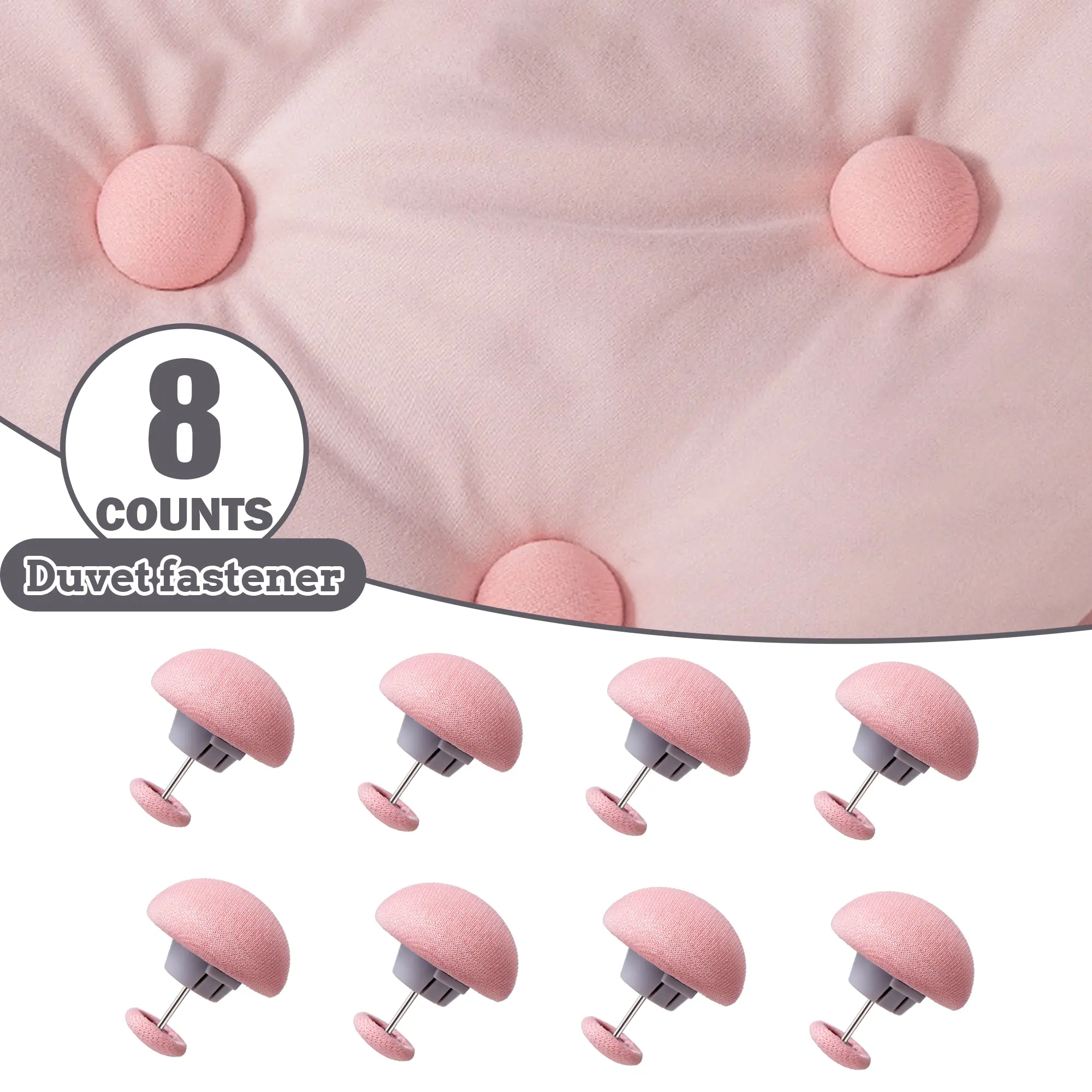 8 Counts Duvet Clips Set, Insert Holder Pins for Quilt, Cute Mushroom Round Cover, Anti Slip Duvet Cover Clips, Cushions, Pillow Bed Sheet Grippers Durable Bedding Accessories