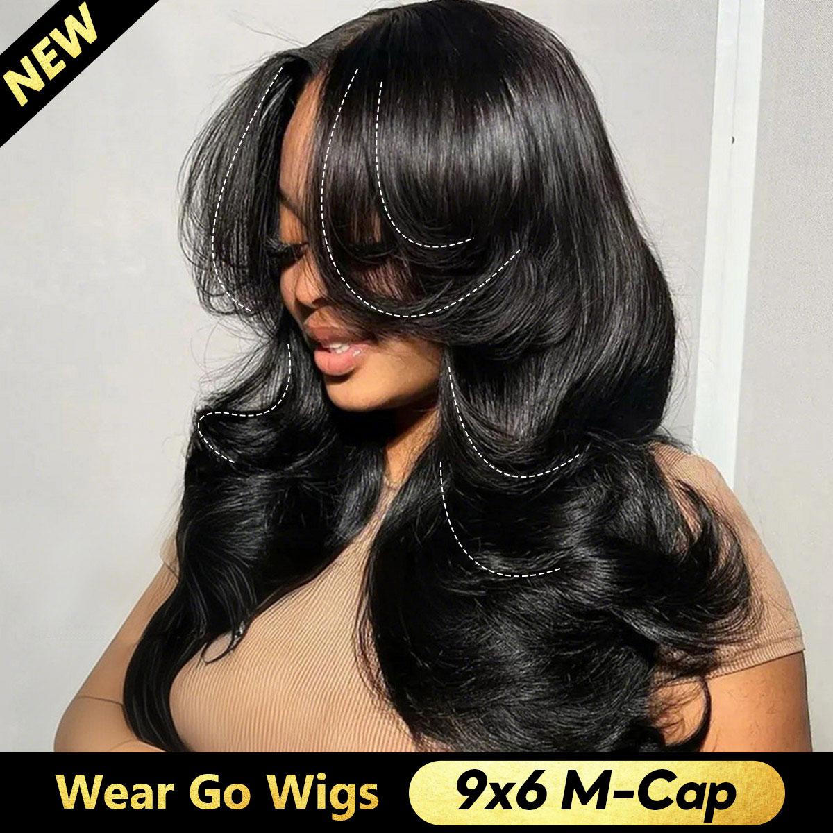 OQ HAIR Face-Framing Layered Cut Body Wave Wig M Cap 9x6 Wear Go Glueless Wig Human Hair Plucked With Natural Hairline #SummerVibes