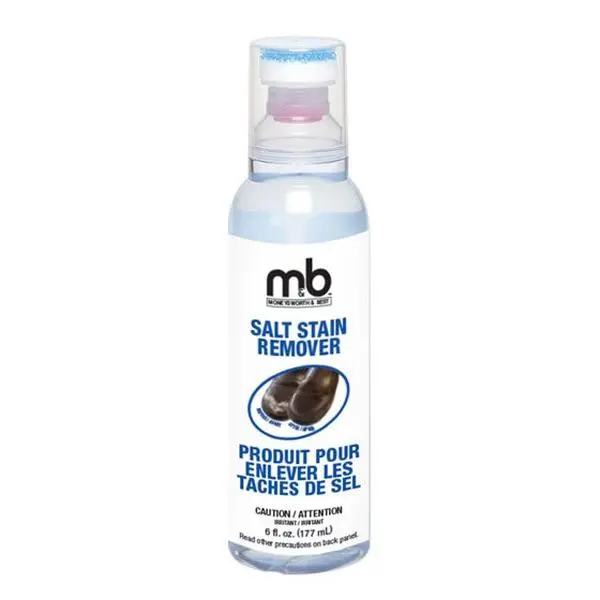 Moneysworth and Best 6 oz Shoe Salt Stain Remover with Built-In Scrub Top - Quick Clean for Leather, Suede, Fabric, Black or Dark Colored Footwear, Black Or Dark Colored Shoes