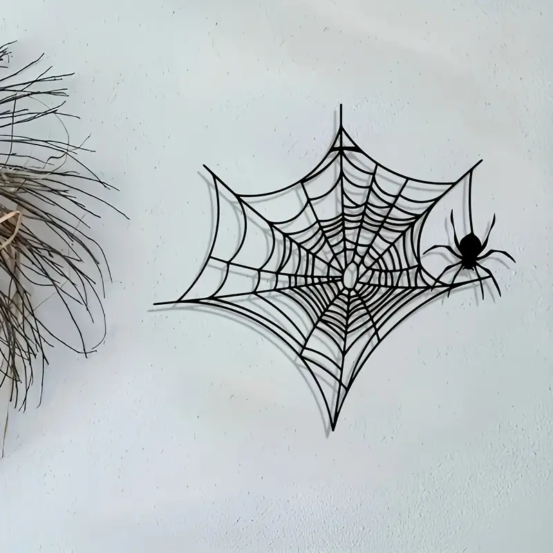 Vintage Iron Spider Web Wall Decor, Halloween & Christmas Outdoor Metal Art, Durable Rustic Hollow Pattern Craft, Garden Patio Decoration, Halloween Spooky Decor, Patio Yard Decoration, Ornaments
