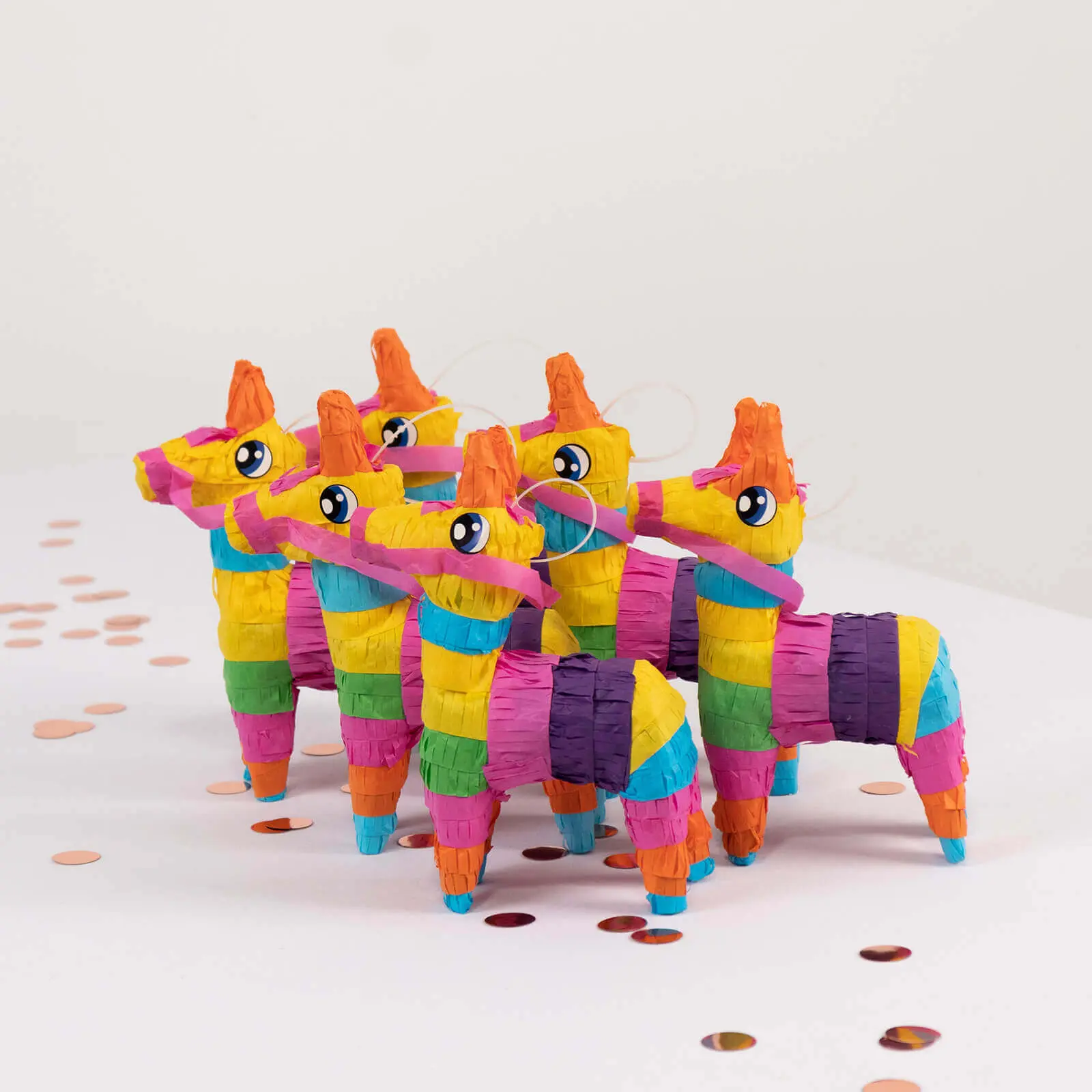 3-Pack Small Size Multicoloured Decorative Paper Llama Pinatas (5.5"x7.5") - Party Supplies, Holiday Fiesta Table Centerpiece for Mexican Theme, Cinco de Mayo Decorations