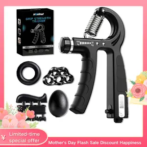 Homhut Hand Grip Strengthener Kit 6-in-1,Adjustable Resistance Gripper, Forearm Exerciser, Finger Stretcher & Stress Relief Grip Ball,Perfect for Athletes, Gym Lovers & Boyfriend Gift