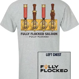 Fully Flocked Short Sleeve Gildan Softstyle T-Shirt. Saloon Design. Heather Gray Color