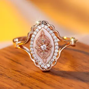 Creative Design Ring for Women,Vintage Style Artificial Zircon Inlaid Hollow Out Design Ring ,  Fashion Accessories for Daily Wear, Trendy All-match & Exquisite Jewelry for Birthday Gift