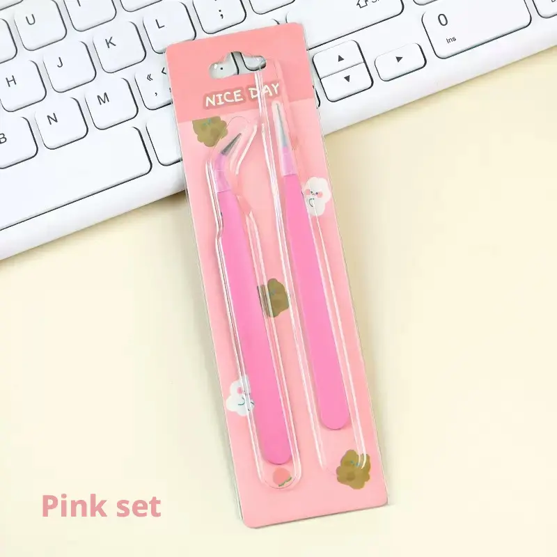 1 set Pink Tweezers