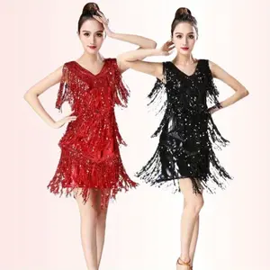 Glamorous Latin Dance Dresses Adorned with Sparkling Sequins and Tassels | Ideal for Captivating Performances on The Dance Floor