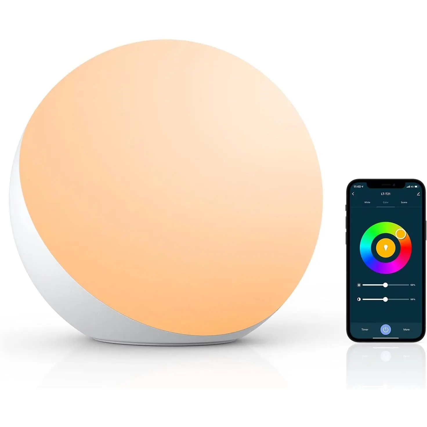 F-DLP27 Smart Table Lamp, Dimmable Desk Lamp with App/Voice Control, LED RGB Color Changing Touch Lamp, Night Light for Bedroom Compatible with Alexa