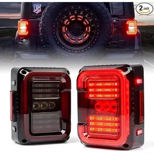 Xprite Smoked C-Shaped JK LED Tail Lights Compatible with 2007-2018 Jeep Wrangler JK JKU Sport Sahara Rubicon, DOT Approved, 30W Super Bright Reverse, Plug and Play Brake Turn Signal Running Lights