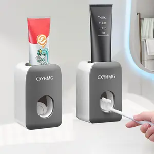 Automatic Toothpaste Dispenser for Kids, 2PCS Wall Mounted Toothpaste Squeezer, Bathroom Accessories Organizer for Family Shower Decor, Black