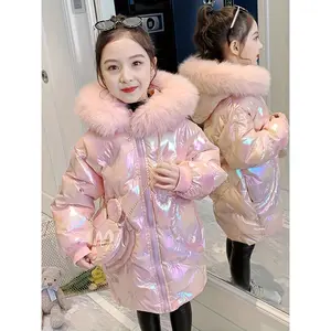 New Cute Girls' Winter Polyester Outerwear - Colorful, Warm, Windproof Outdoor Jacket (No-Wash Design)