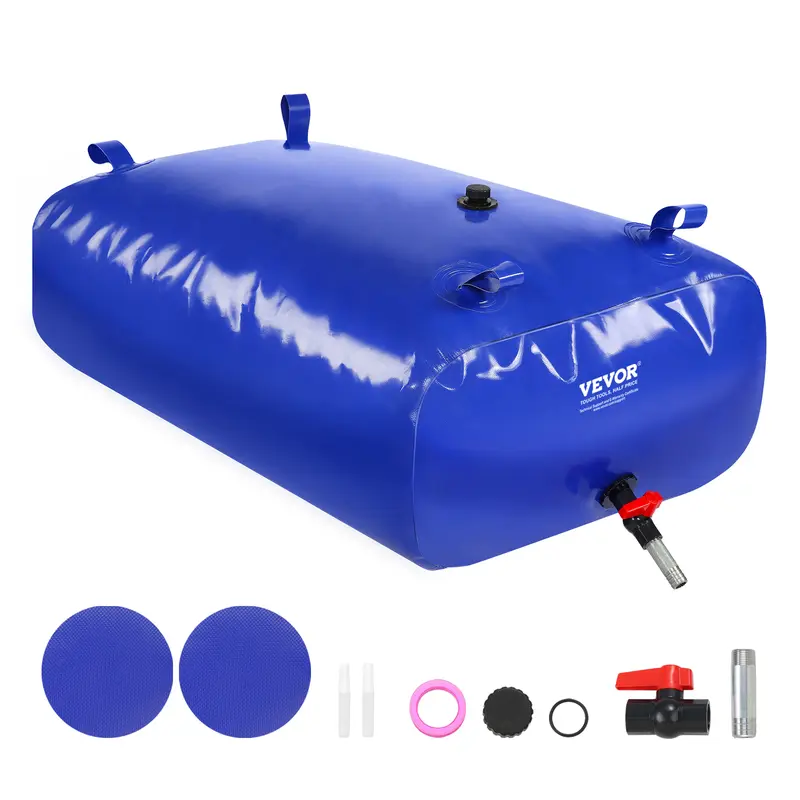 63.4 Gallon Portable PVC Collapsible Water Storage Bladder – Black, 200L, Heavy-Duty