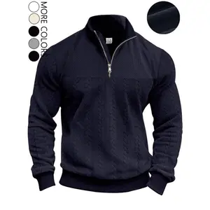 Men's solid color half-zip stand-up collar sweater, regular version of casual long-sleeved pullover, comfortable fabric, warm, suitable wearing in autumn and winter, men's daily outfit.
