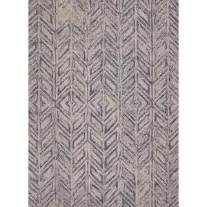 Gramercy 1611 Blue Heather Herringbone Hand Tufted Area Rug - KAS