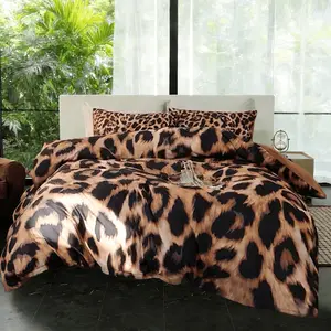 3pcs Modern Leopard Print Bedding Set, 1 Duvet cover (no filler) + 2 Pillowcases (no inserts), Soft Fabric, Detachable Zipper, Fashionable Home Decor, Perfect Gift