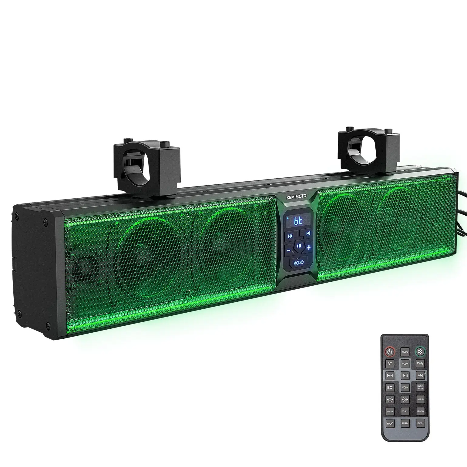 KEMIMOTO 26-Inch Music-Sync RGB Bluetooth UTV Soundbar with Remote, Bluetooth Speakers & Audio Functionality - B0117-03004-BK