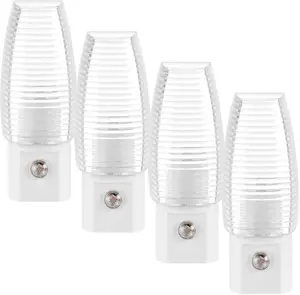 MLN-16 LED Plug in Night Light - Features Auto Dusk to Dawn Sensor 5000K Daylight, 5 Lumens, Ideal for Bedroom, Bathroom, Hallway, and Senior Living Use - 4 Pack