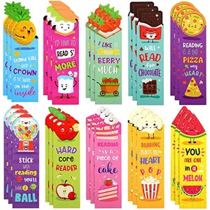 30 Pieces Scratch and Sniff Scented Bookmarks Kids Fruit Food Theme Sayings Bookmarks Sayings Assorted Cute Scented Gifts for Students Teens Food Lovers, 10 Styles