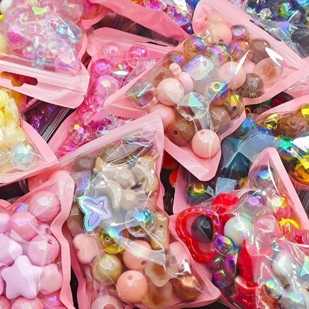 Multi-Themed DIY Bead & Charm Set, Mixed Beads for Bracelets, Keychains & Custom Crafts, 6 Sizes