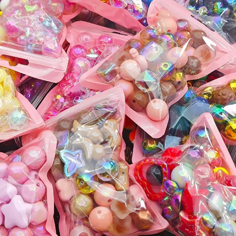 Multi-Themed DIY Bead & Charm Set, Mixed Beads for Bracelets, Keychains & Custom Crafts, 6 Sizes