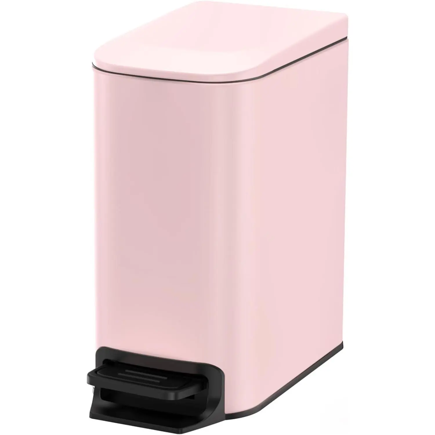 Small bathroom trash can with lid soft close step pedal 6 liter 16 gallon stainless steel garbage can with removable inner bucket antifingerprint finish pink