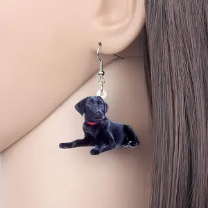 Acrylic Sweet Labrador Retriever Dog Dangle Earrings Drop Animal Jewelry For Women Gift Charm Accessories