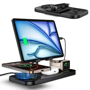 5-in-1 Apple Wireless Charging Station — Portable, Foldable Fast Charging with USB-A and USB-C Ports. Ideal for Desktops, Bedside Tables, Kitchens, Bedrooms, and Travel. ELECDOV C12 #Summervibes