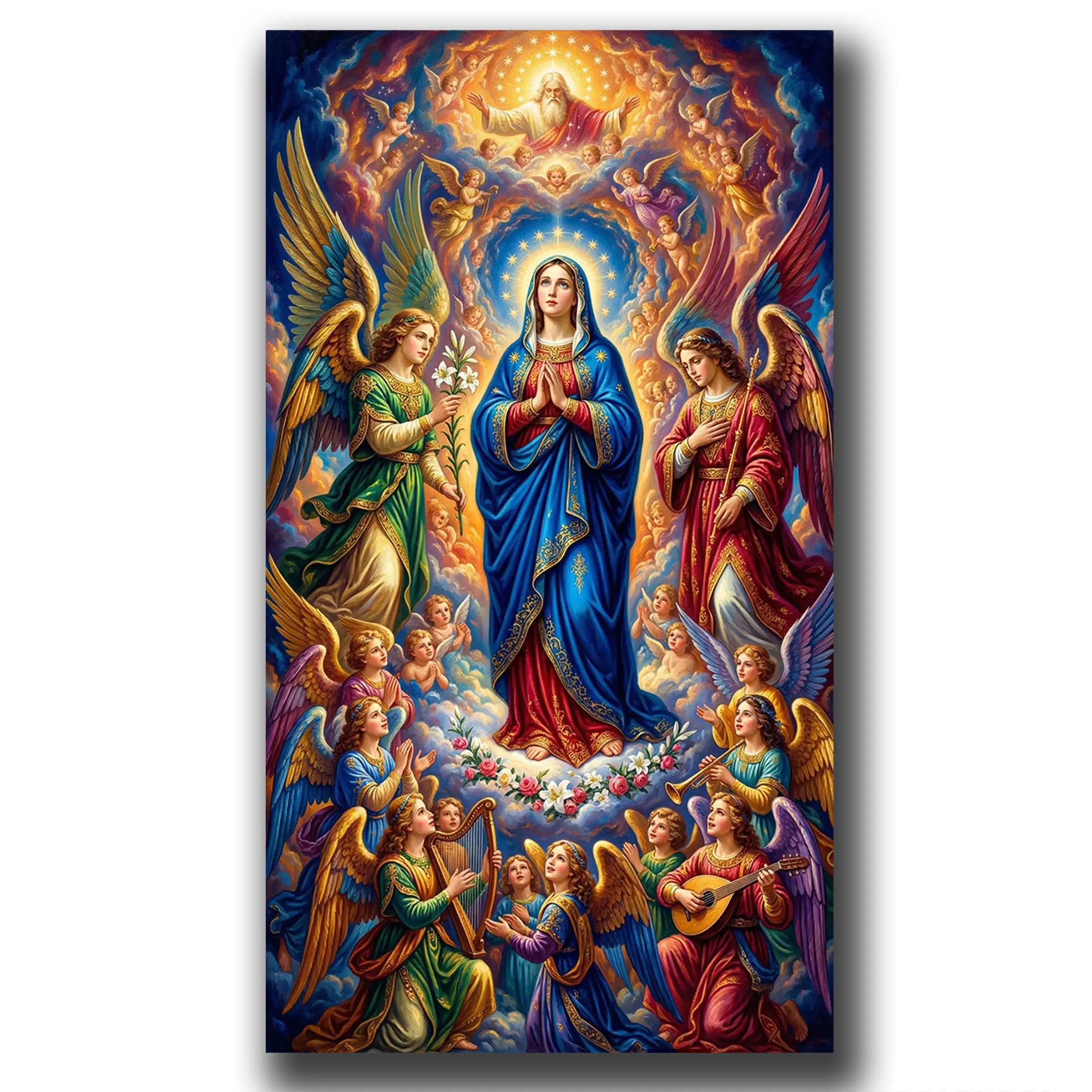 Virgin Mary DIY Diamond Painting Kit for Adults,Religious Full Round Diamond Mosaic Craft kit for Beginner,Angel Diamond Art Kits,Gem Art and Crafts,Christian Diamond Dots for Home Decor,40x80cm(16x32inch)
