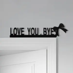 Wooden Bow Decor Door Frame Sign, Lovely Bye Letter Pattern Door Hanger, Wall Decor for Home Office Living Room, home decor products, Hanging