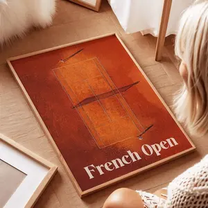 French Open Tennis Court Poster, Grand Slam Poster, Aerial Sports Photography, Tennis Aesthetic Decoration, Gifts for Tennis Lovers Landscape Room