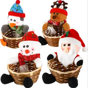 Christmas Themed Candy Storage Basket, 4 Counts/set Cute Santa Reindeer Snowman Penguin Design Candy Fruit  Basket, Table Decoration for Home Kitchen Dining Room Office School